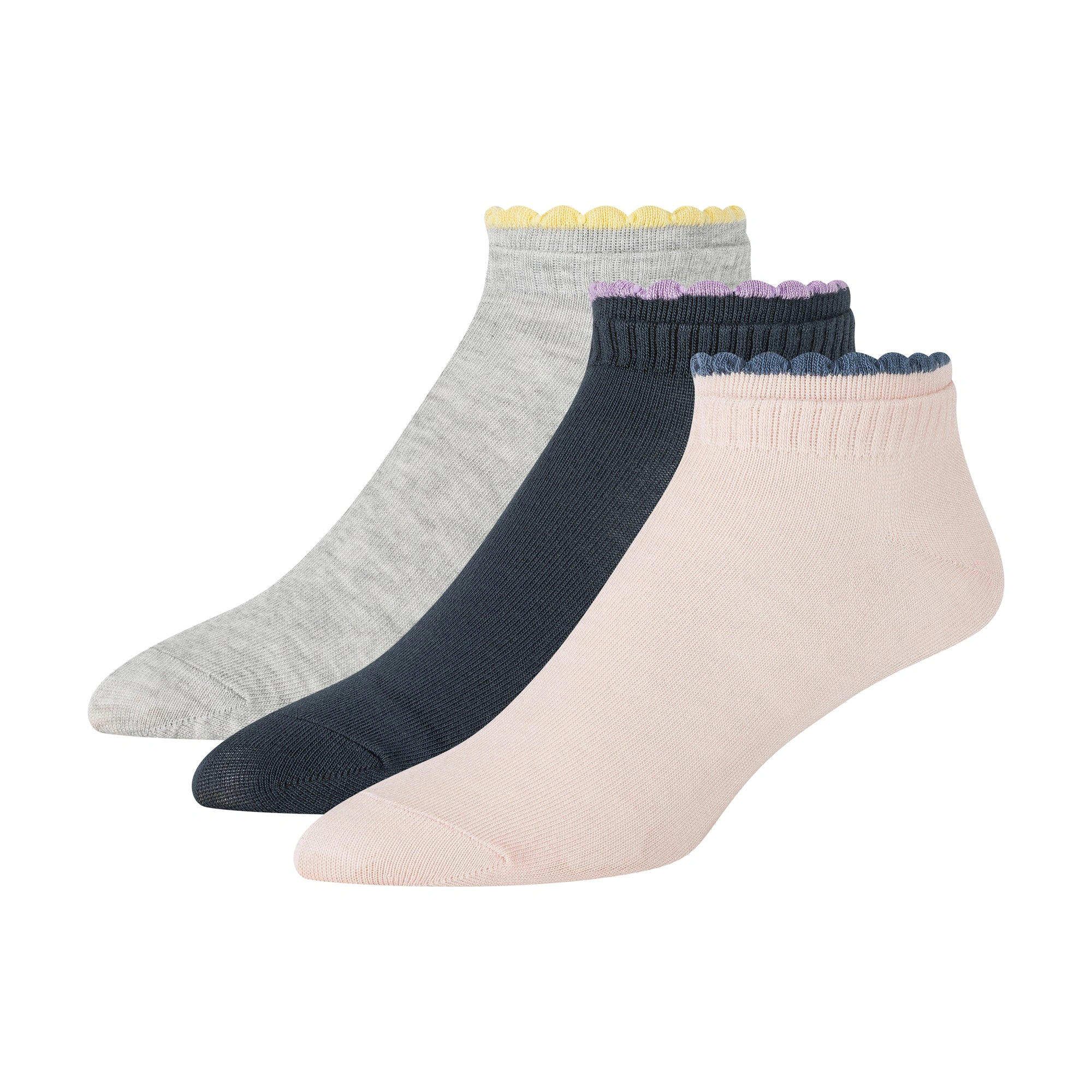 3er Pack Damen Sneaker Socken: Doppelte Manschette, flacher Schnitt, perfekter Komfort für den Alltag.